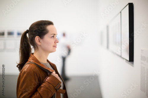 Brunette girl in art museum