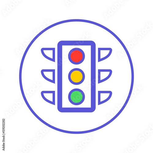 Traffic light circular line icon. Round sign. Flat style vector symbol