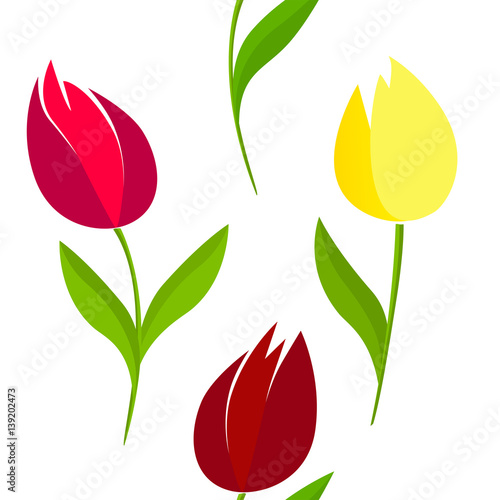 Tulips. Colorful seamless pattern with flowers. Bright vector background.