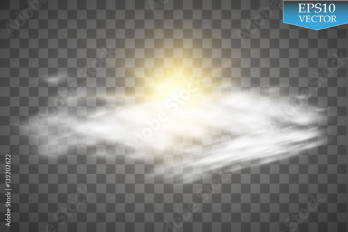 Sun, Clouds and Sky Forecast Background. Cool Weather Transparent Space. Sunshine. Vector illustration