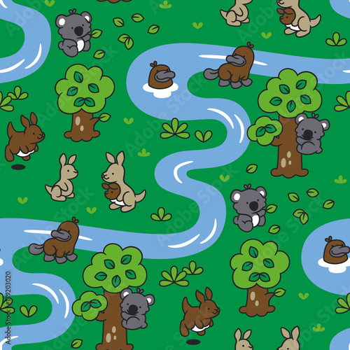 KANGAROO RIVER - Seamless pattern