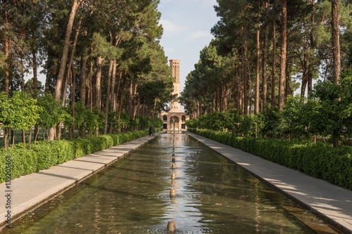 View of the Fin Garden or Fin Bagh near the persian city of Kashan. Water is one of the key elements in the persian gardens. Iran, Middle East, Asia