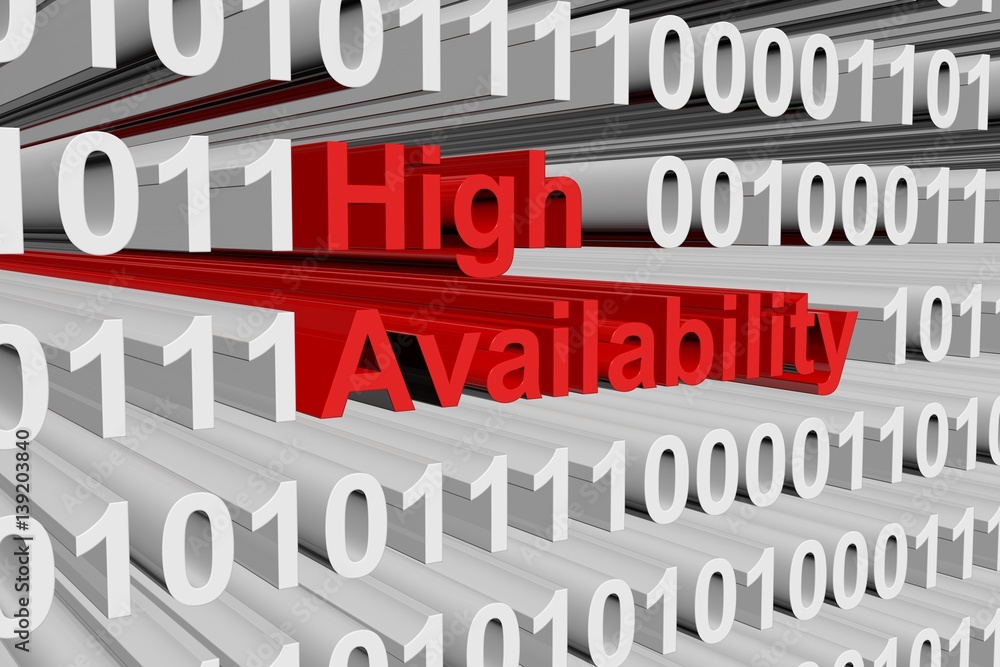 high availability in the form of binary code, 3D illustration