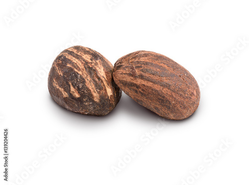 shea butter nuts on white photo