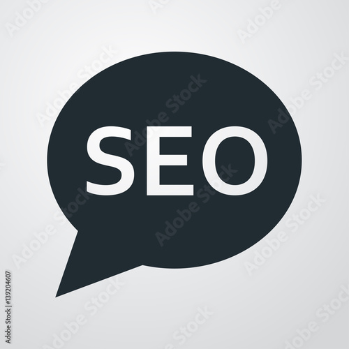 Icono plano burbuja SEO en fondo degradado