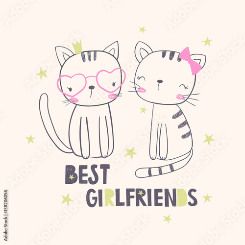 Best girlfriends. T-shirt graphic for kid's clothing