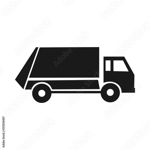 Black garbage icon. Communal Service. Special trucks. Cleaning the city.