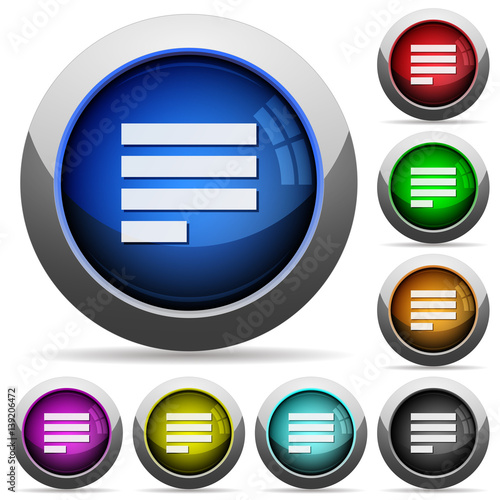 Text align justify last row left round glossy buttons