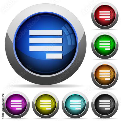 Text align justify last row right round glossy buttons