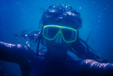 girl in snorkel mask, underwater portrait