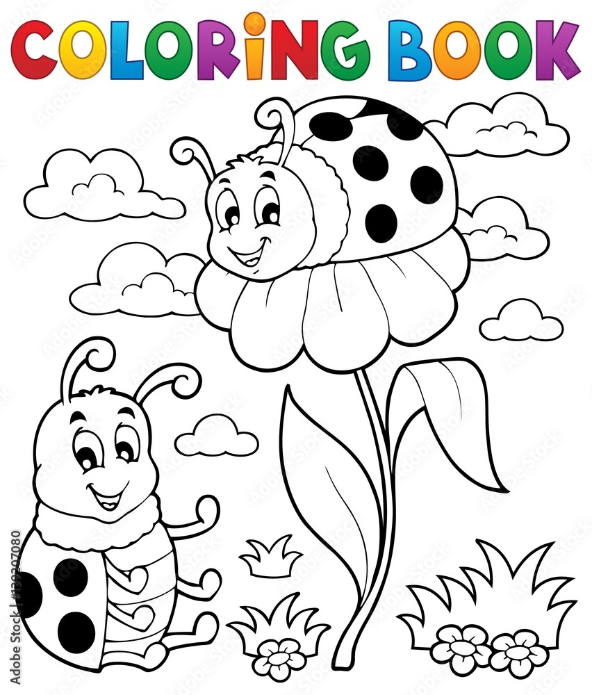 Fototapeta premium Coloring book ladybug theme 3