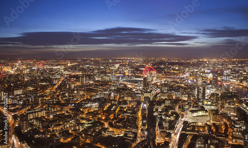 aerial view of London city in United Kingdom. Night scene photo with long exposure © Ioan Panaite