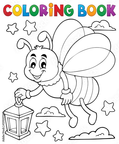 Coloring book firefly with lantern
