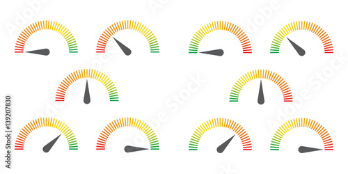 meter signs infographic gauge element from red to green and green to red vector illustration
