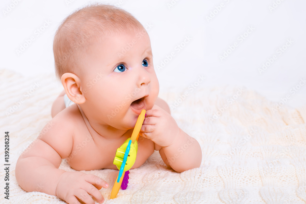 Cute baby girl on white background Cute baby girl on white background