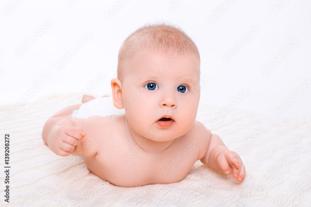 Cute baby girl on white background with isolation Cute baby girl on white background with isolation