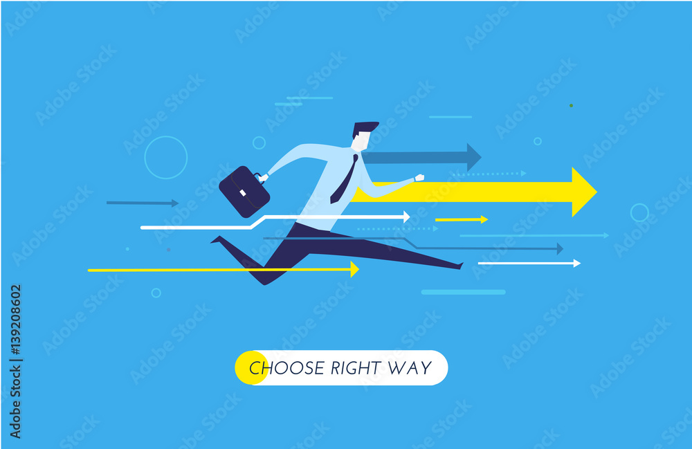 Businessman runs forward to success. Businessman runs forward to success.
