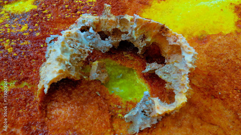 Fototapeta premium Salt structure close-up inside Dallol volcanic crater in Danakil depression Afar, Ethiopia