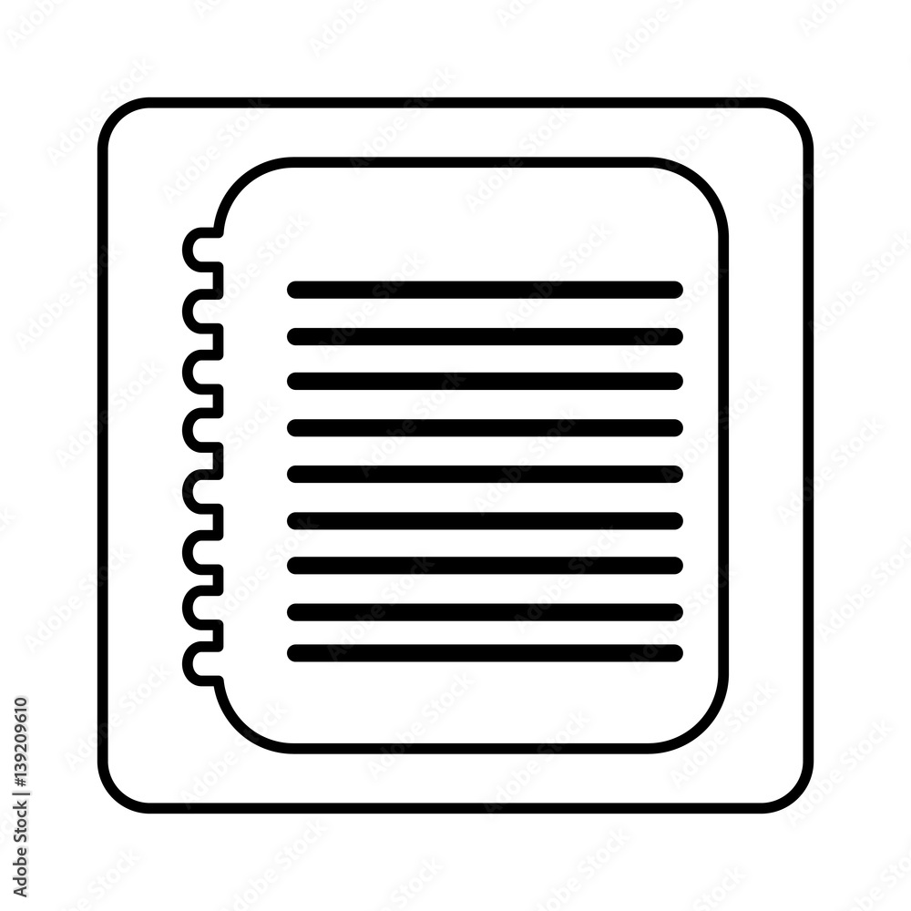 monochrome contour square with spiral notebook vector illustration monochrome contour square with spiral notebook vector illustration