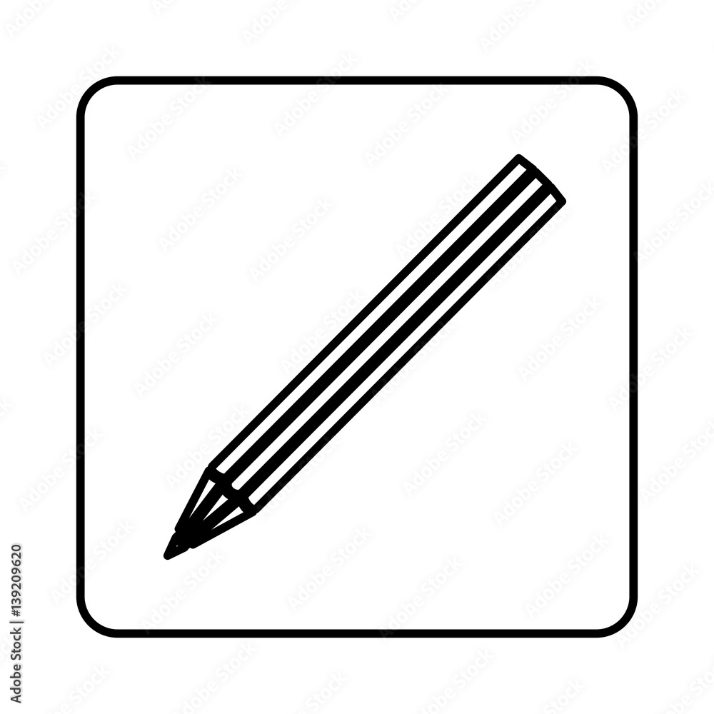 monochrome contour square with pencil icon vector illustration Stock ...