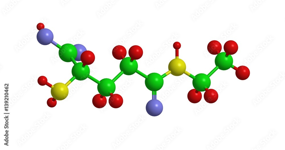 Molecular structure of Theanine, 3D rendering