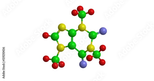 Molecular structure of Caffeine, 3D rendering