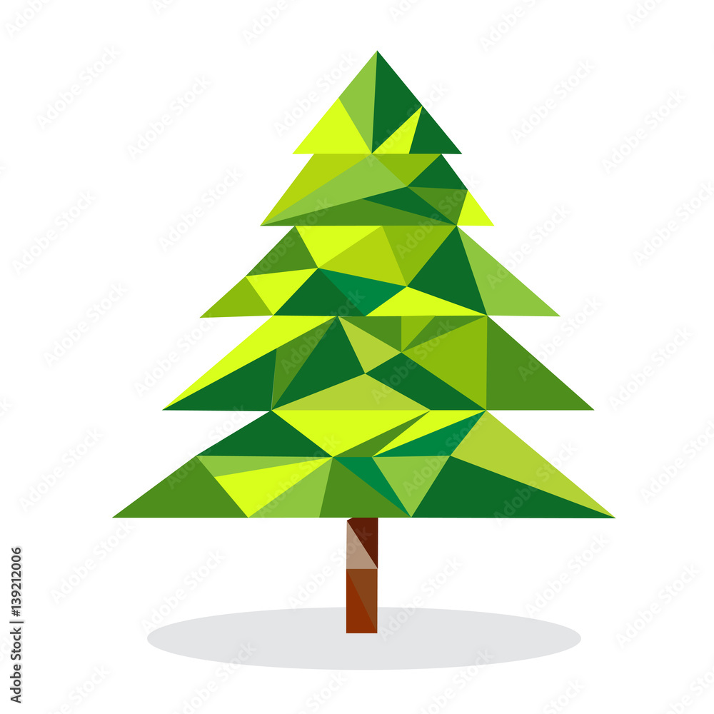Fototapeta premium Green geometric tree formed by triangles, vector illustration