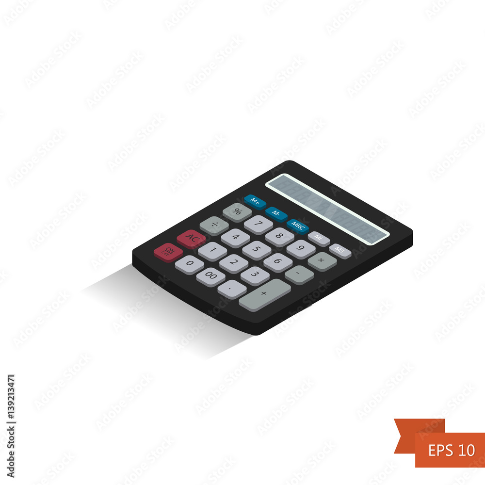 Calculator. Isometric icon. Vector illustration.Isometric 3d calculator icon. Calculator. Isometric icon. Vector illustration.Isometric 3d calculator icon.