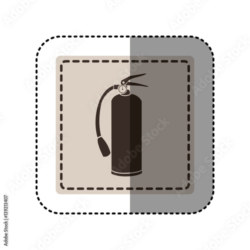 sticker monochrome square with fire extinguisher vector illustration
