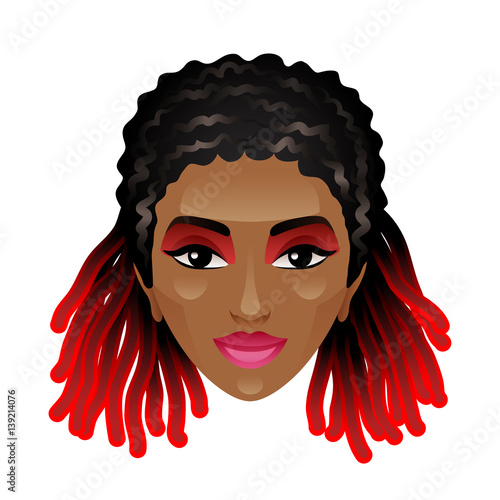 African woman with dreadlocks isolated on white vector