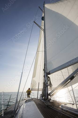 Luxury Yacht In Sea On Sunny Day