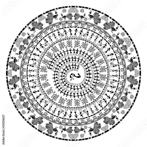 round warli tribal art