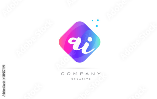 ai a i  pink blue rhombus abstract hand written company letter logo icon