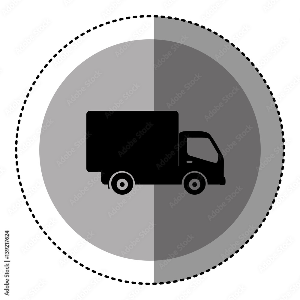 sticker monochrome circular emblem with truck icon vector illustration sticker monochrome circular emblem with truck icon vector illustration