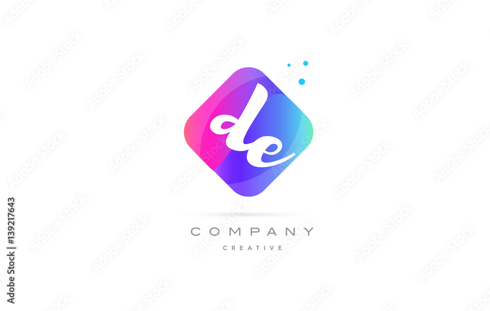 de d e pink blue rhombus abstract hand written company letter logo icon de d e pink blue rhombus abstract hand written company letter logo icon