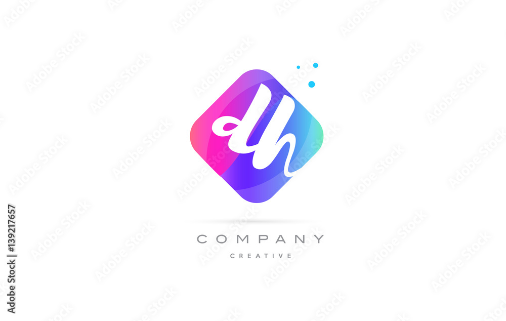 dh d h pink blue rhombus abstract hand written company letter logo icon dh d h pink blue rhombus abstract hand written company letter logo icon