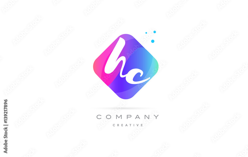 hc h c pink blue rhombus abstract hand written company letter logo icon hc h c pink blue rhombus abstract hand written company letter logo icon