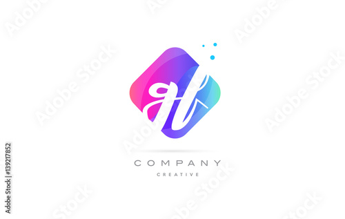 gf g f  pink blue rhombus abstract hand written company letter logo icon