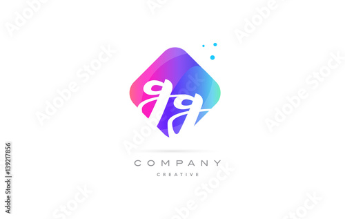 gg g g  pink blue rhombus abstract hand written company letter logo icon