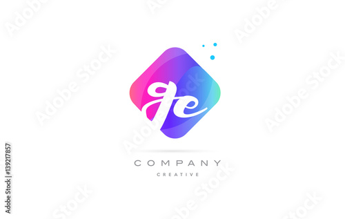 ge g e  pink blue rhombus abstract hand written company letter logo icon