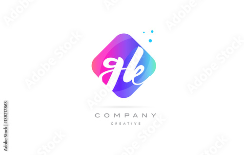 gk g k  pink blue rhombus abstract hand written company letter logo icon