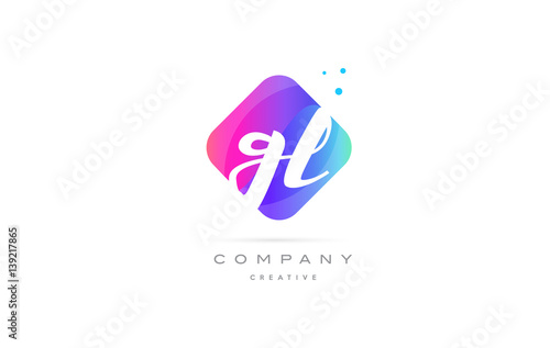 gl g l  pink blue rhombus abstract hand written company letter logo icon