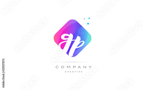 gp g p  pink blue rhombus abstract hand written company letter logo icon