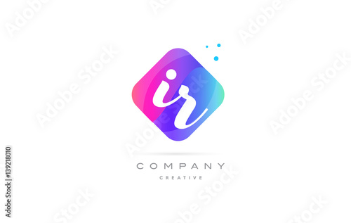 ir i r  pink blue rhombus abstract hand written company letter logo icon