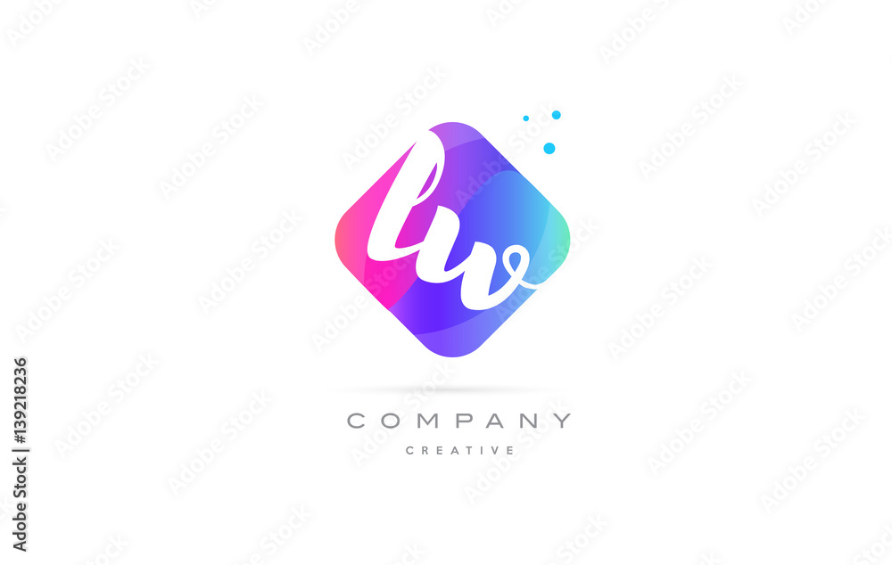lw l w pink blue rhombus abstract hand written company letter logo icon lw l w pink blue rhombus abstract hand written company letter logo icon