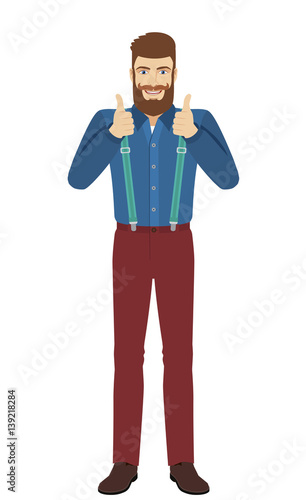 Hipster shows thumb up