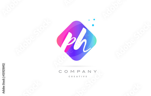 ph p h  pink blue rhombus abstract hand written company letter logo icon