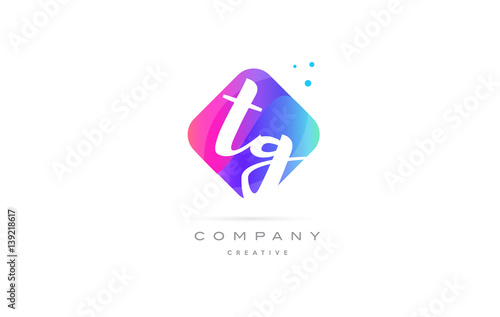 tg t g  pink blue rhombus abstract hand written company letter logo icon