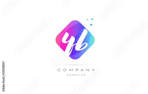 yb y b  pink blue rhombus abstract hand written company letter logo icon photo