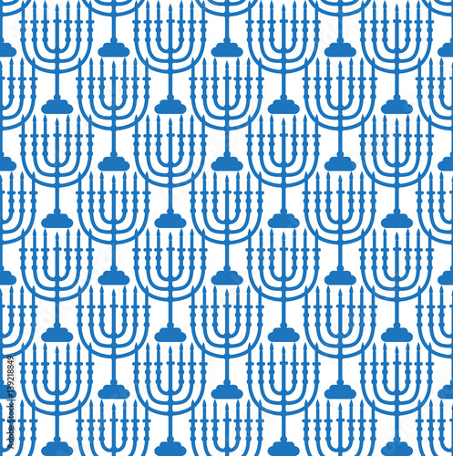 Happy Israel Independence Day seamless pattern with flags and bunting. Jewish Holidays endless background, texture. Jewish backdrop. Vector illustration